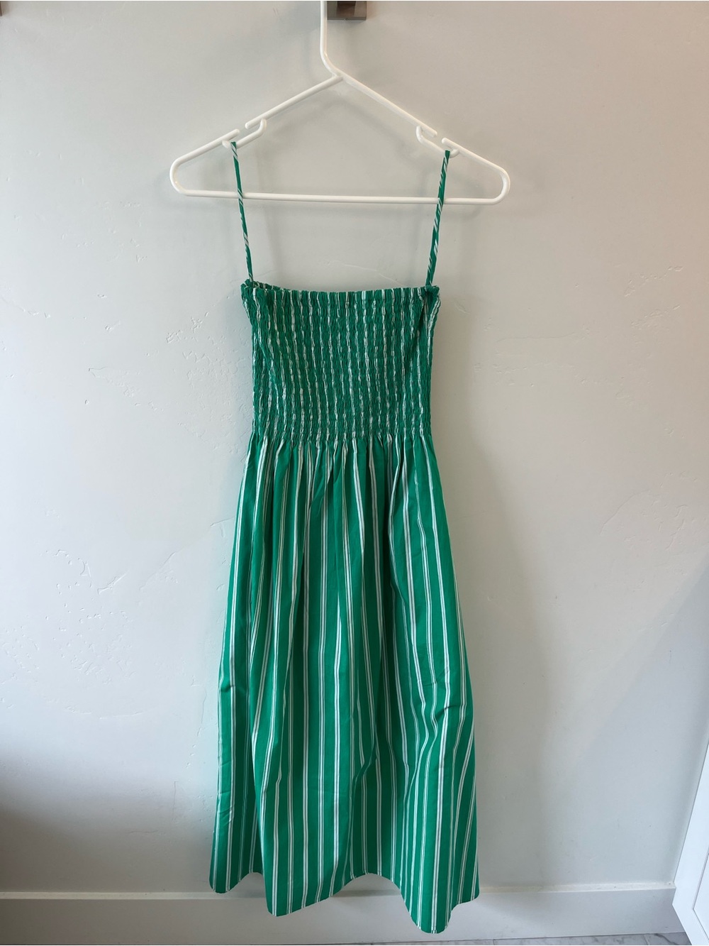 Faithfull the Brand Green and White Striped Midi Dress